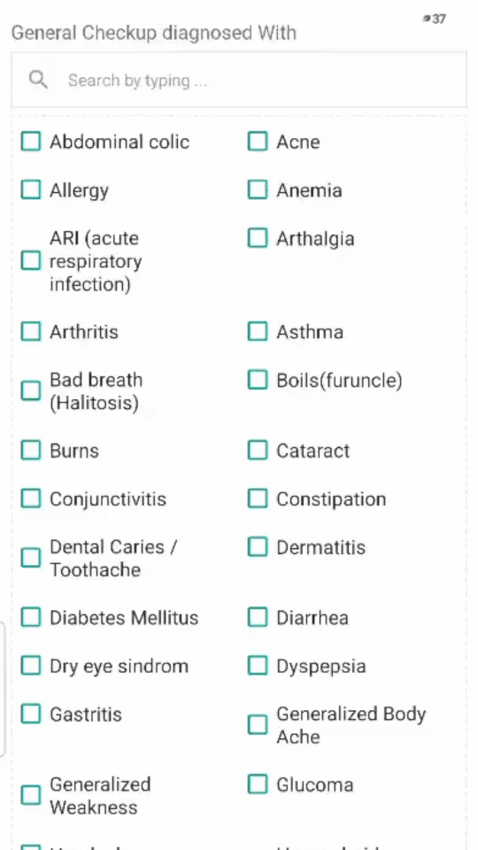 Typing in the search box to filter a coded answer list