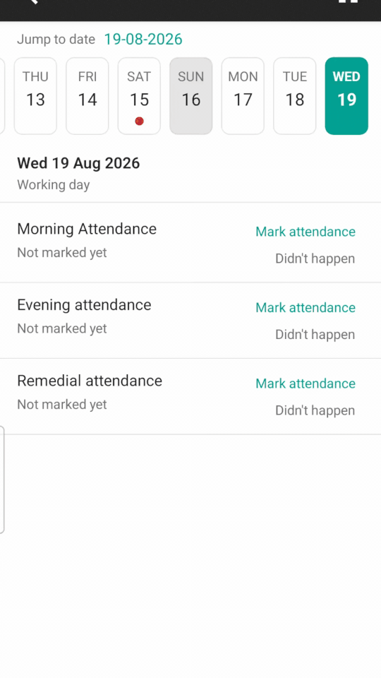 Attendance flow on the mobile app