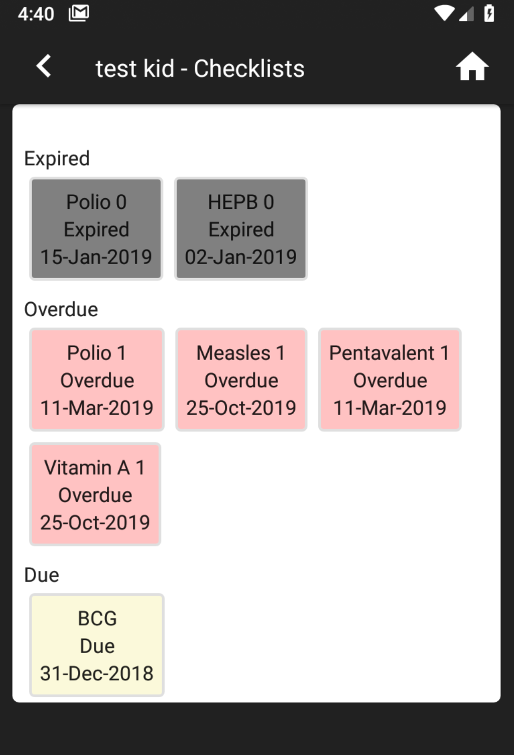 Child immunisation management