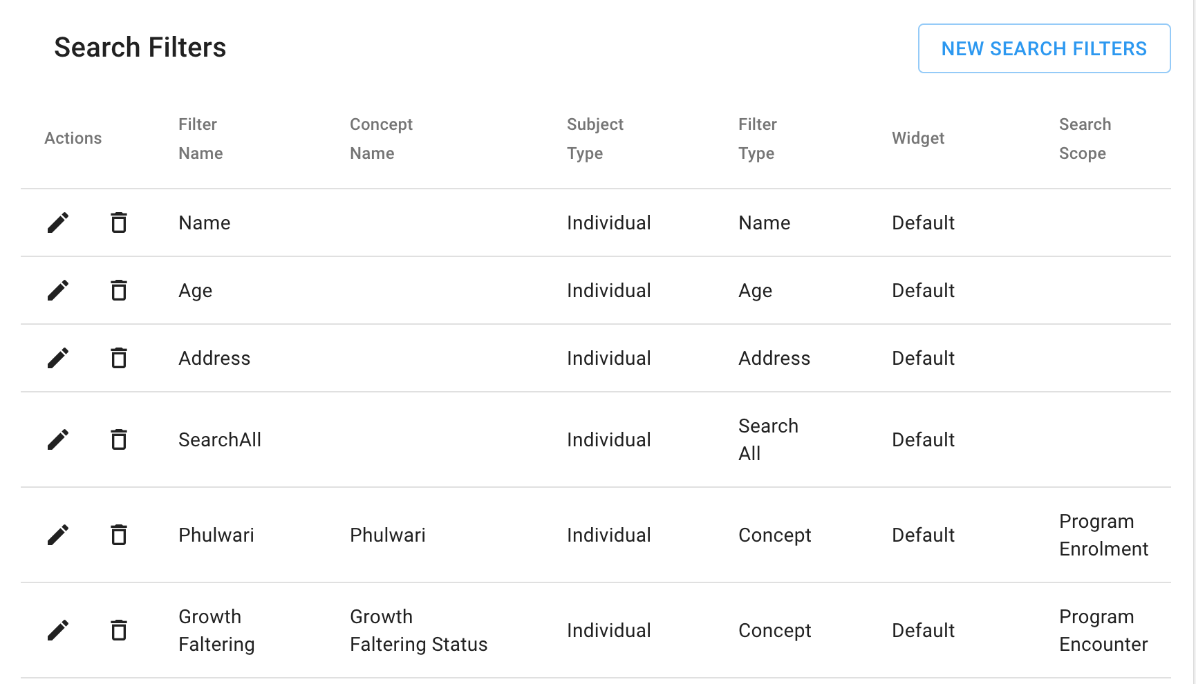 Setup customisable search